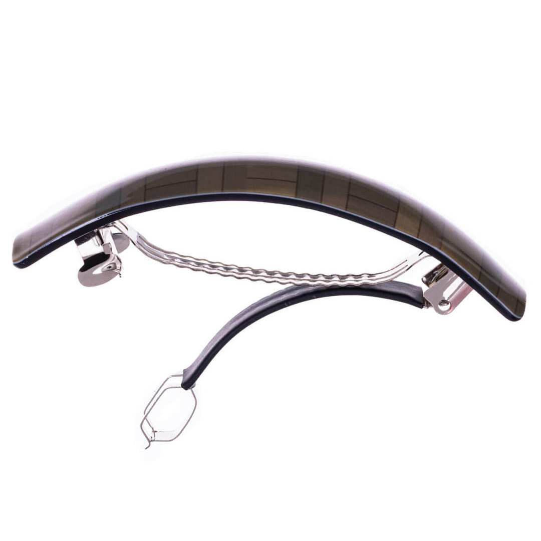 Böjd rektangulär hårklämma med geometriskt mönster, 9 cm