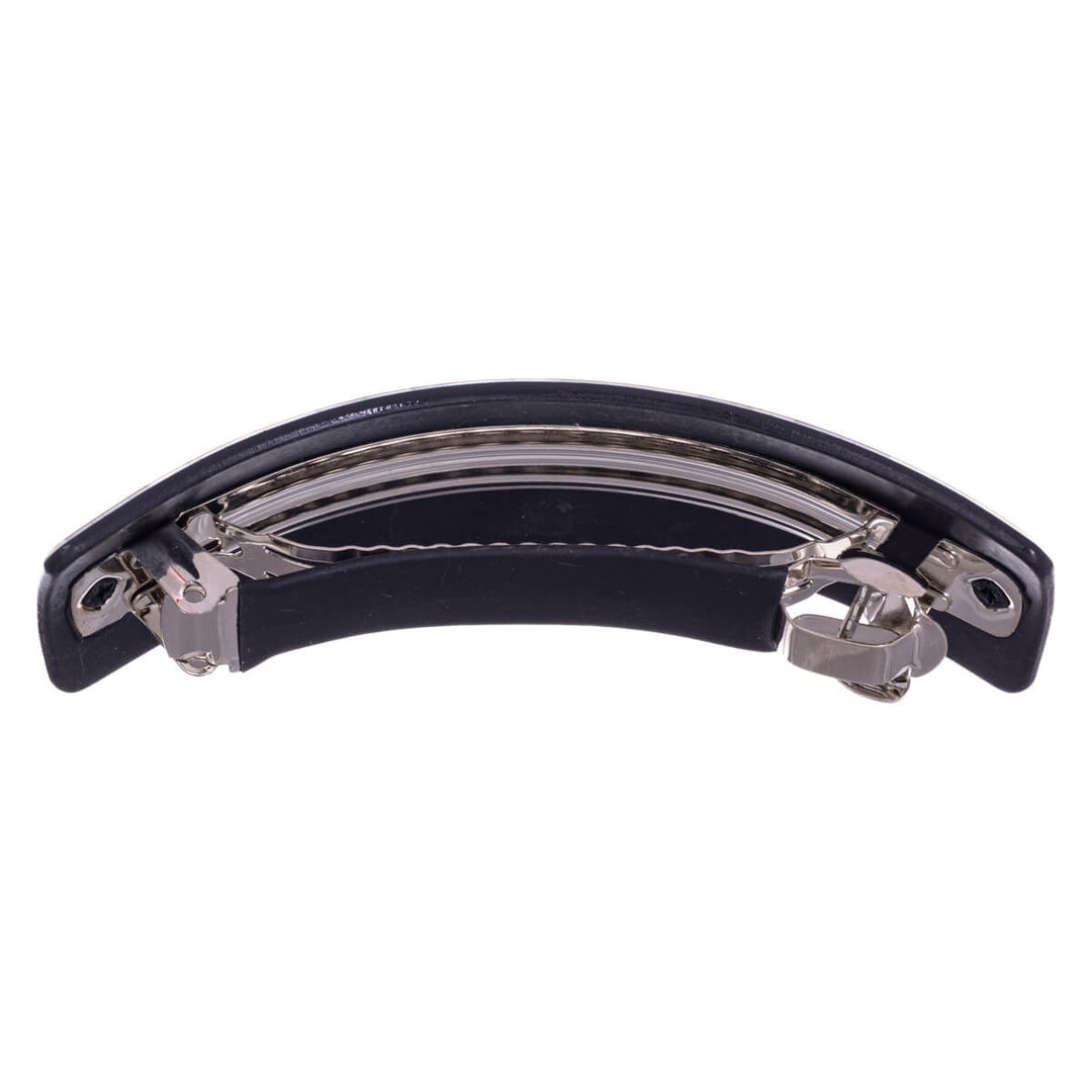 Böjd rektangulär hårklämma med geometriskt mönster, 9 cm