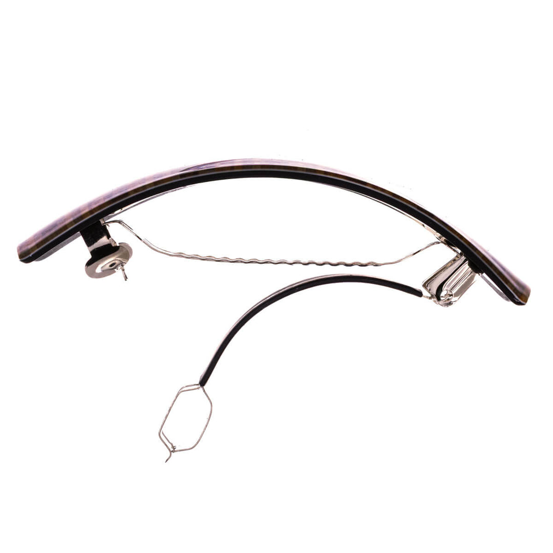 Böjd rektangulär hårklämma med parkettmönster, 9 cm