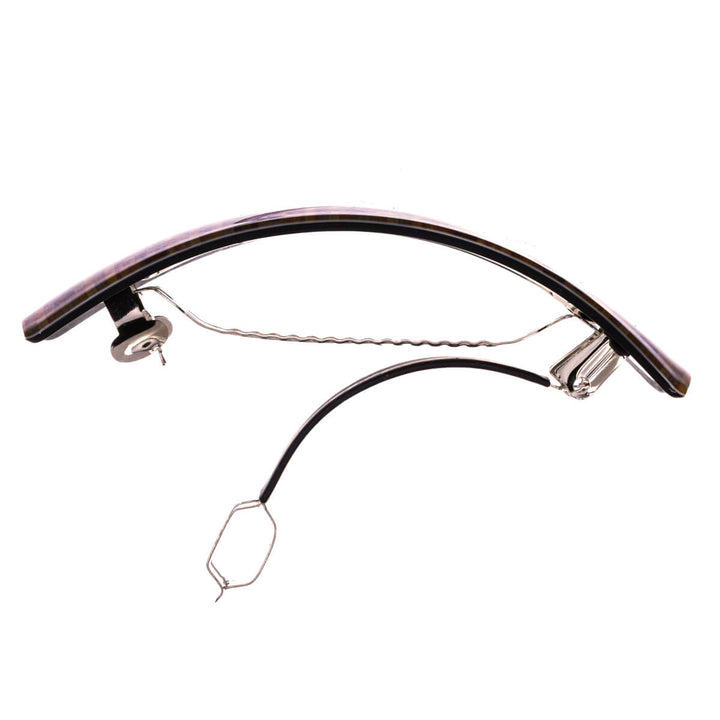 Böjd rektangulär hårklämma med parkettmönster, 9 cm