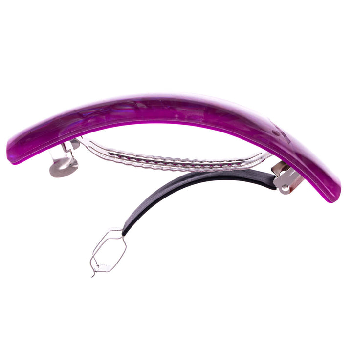 Glittrande mönstrad böjd rektangulär hårklämma 9 cm