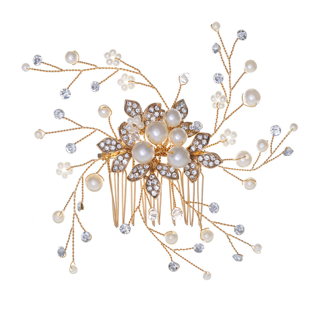 Kammad primula hårsmycke med glasstenar