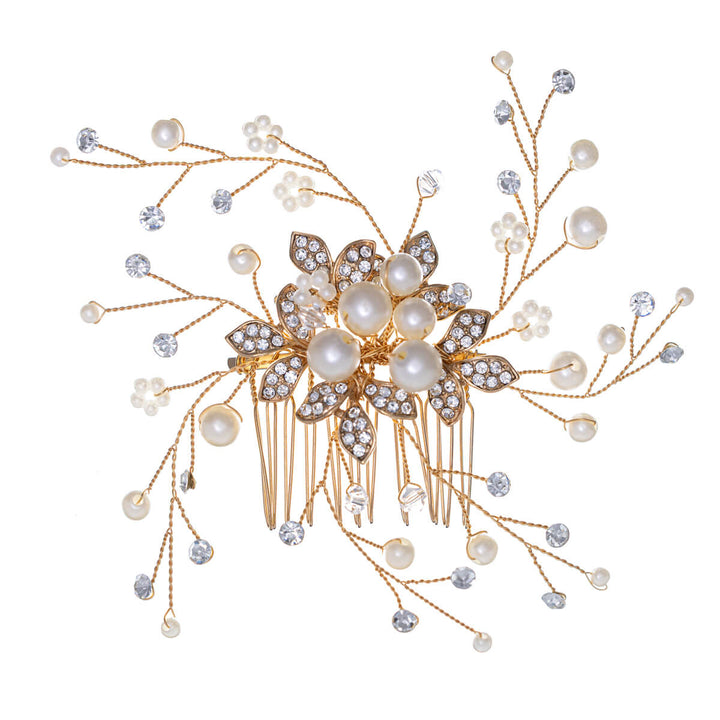 Kammad primula hårsmycke med glasstenar