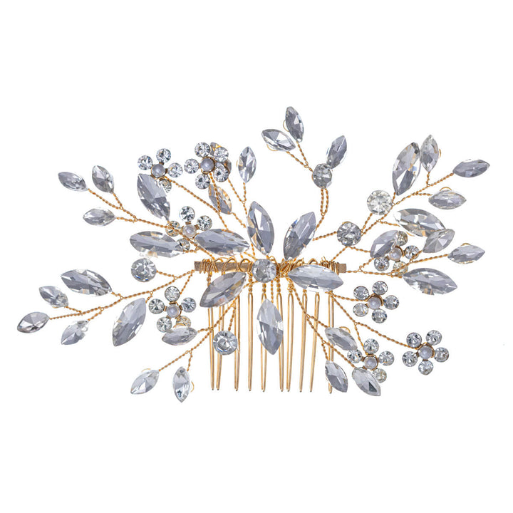 Hårspänne i kamform med strassblommor och glasstenar