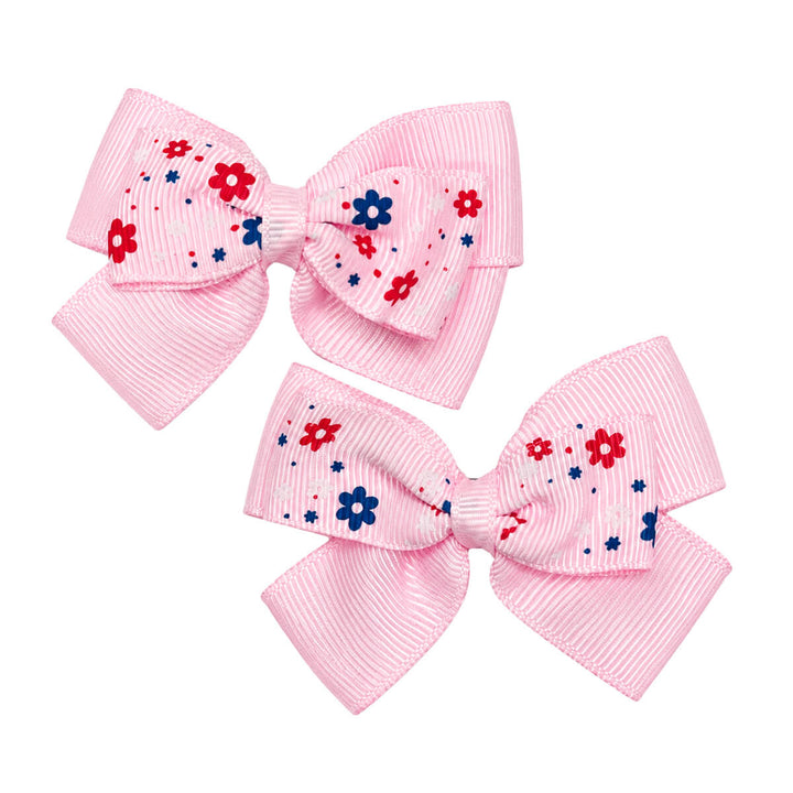 Flower-Patterned Bow Hair Clips (Set of 2)