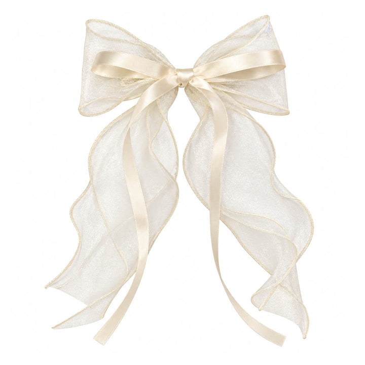 Lightweight, lace-like hair bow with a clasp