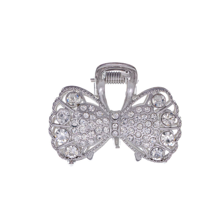 Bow decorated with clear stones, shark tooth 4.3 cm