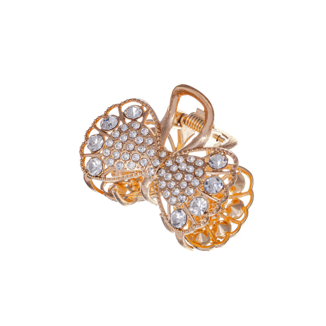 Bow decorated with clear stones, shark tooth 4.3 cm