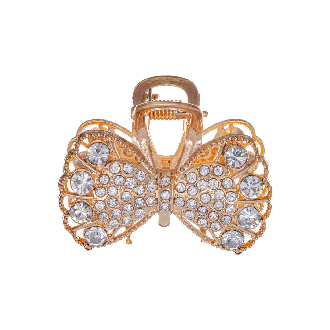 Bow decorated with clear stones, shark tooth 4.3 cm