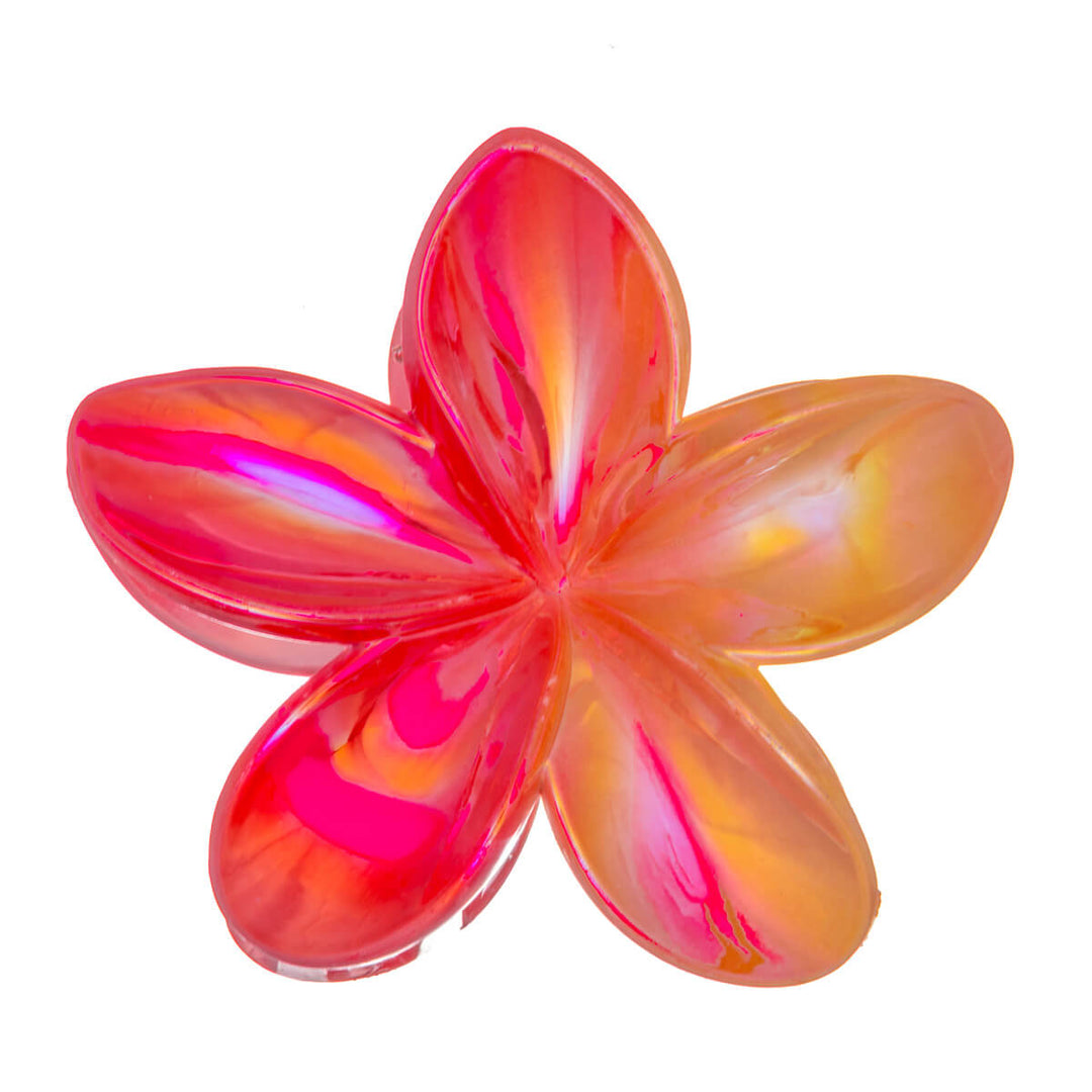 Shiny plumeria shark tooth flower hair clip 8cm
