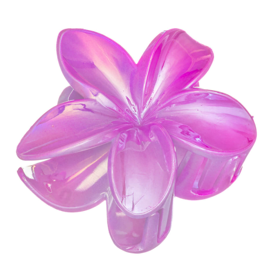 Shiny plumeria shark tooth flower hair clip 8cm