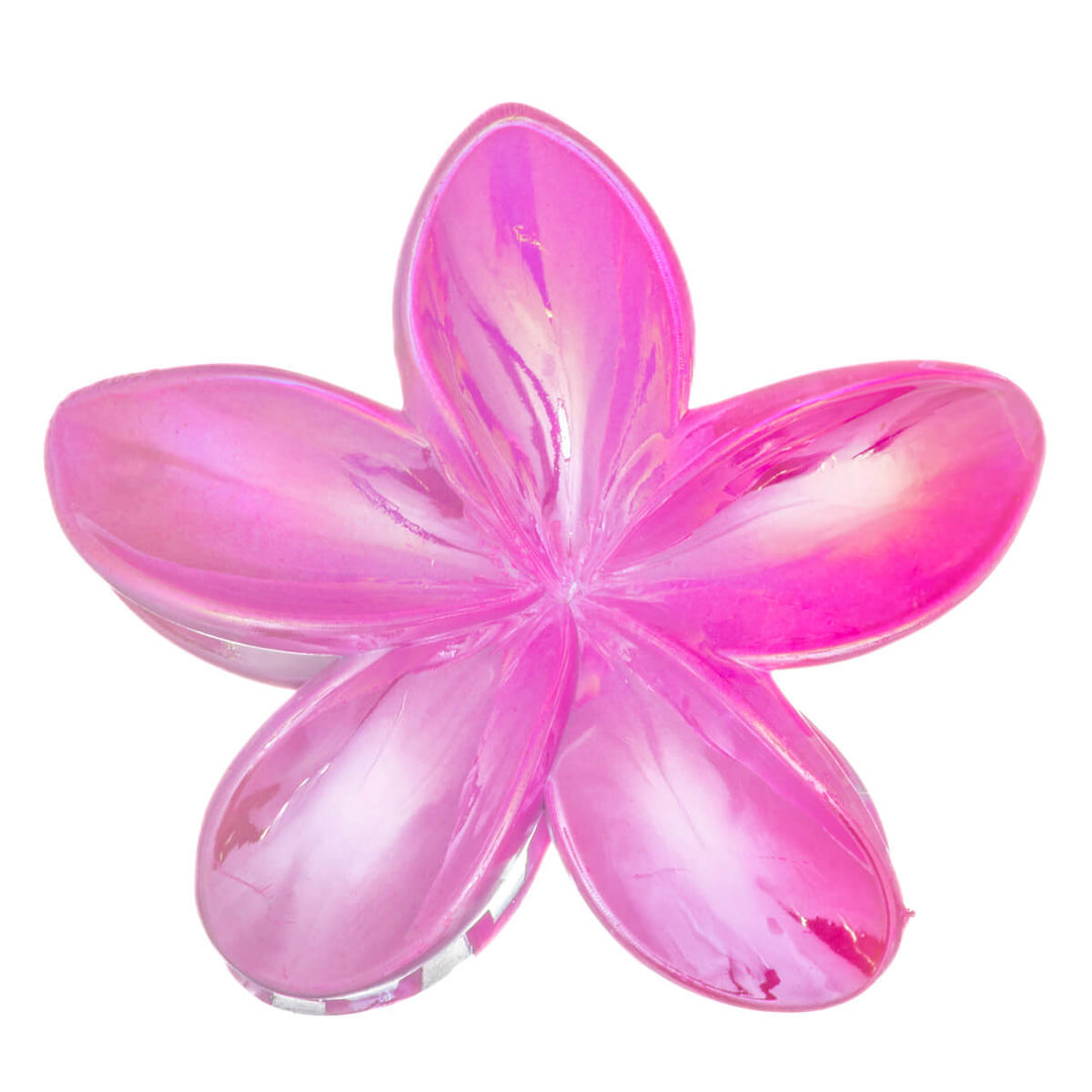 Shiny plumeria shark tooth flower hair clip 8cm