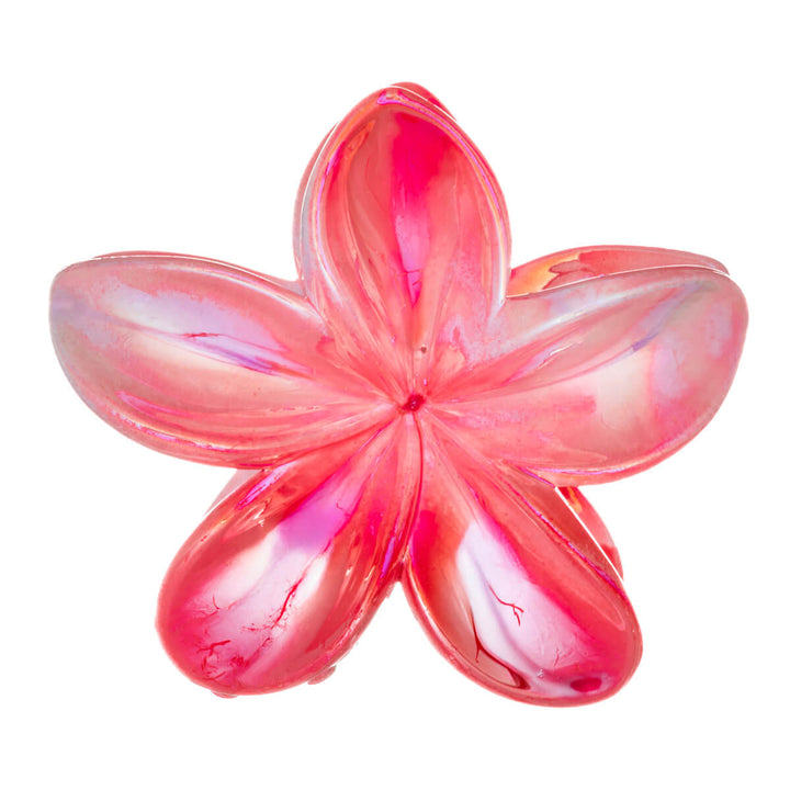 Shiny plumeria shark tooth flower hair clip 8cm