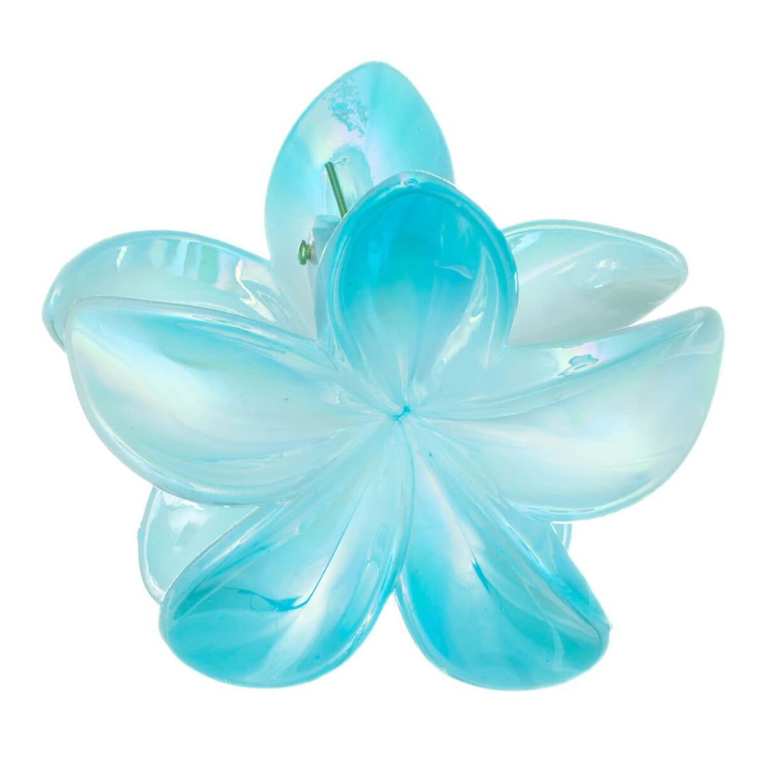 Shiny plumeria shark tooth flower hair clip 8cm