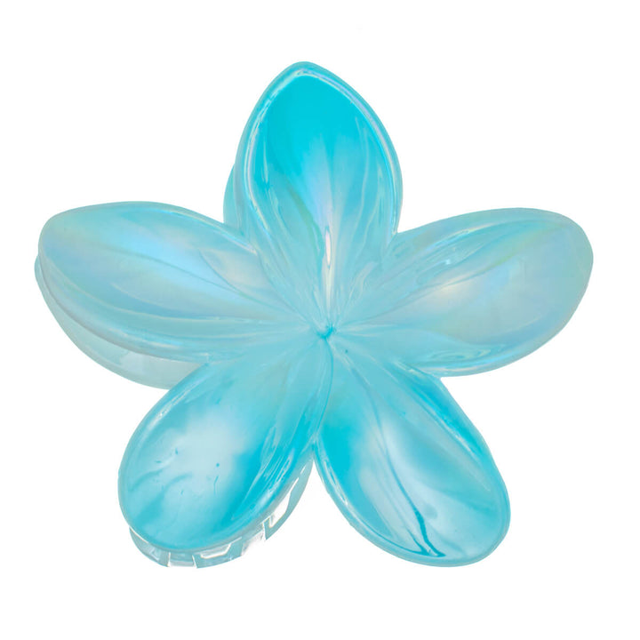 Shiny plumeria shark tooth flower hair clip 8cm
