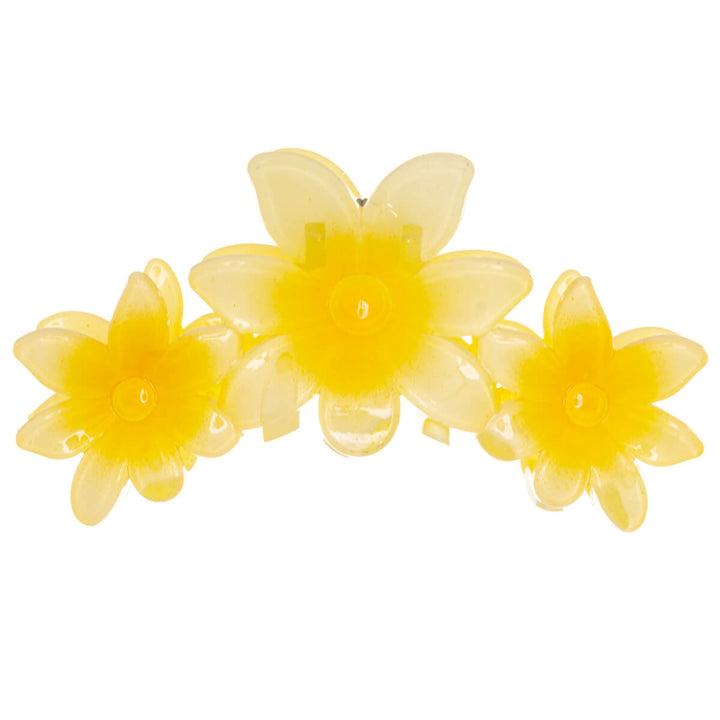 Tre blommor hajtand plast hårspänne 11cm