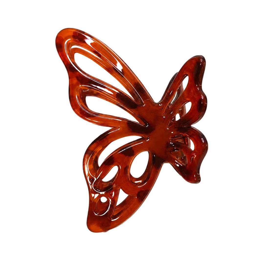 Butterfly-shaped plastic shark tooth hair clip, 7.2 cm