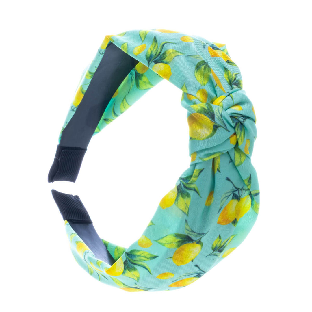 Färgstarkt citronhårband med knut