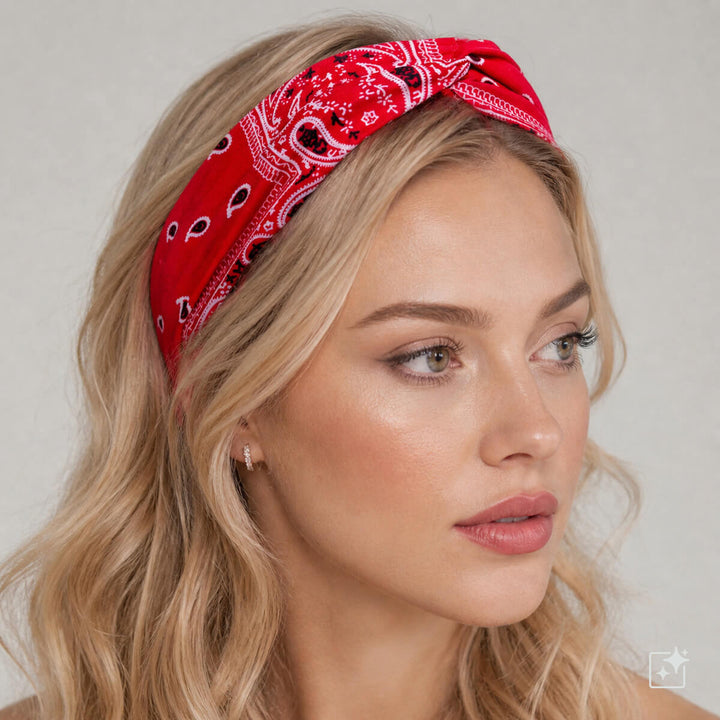 Leveä joustava hiuspanta bandana paisley kuviointi