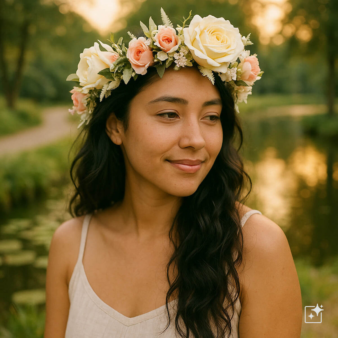 Fantastisk krans för håret med rosor