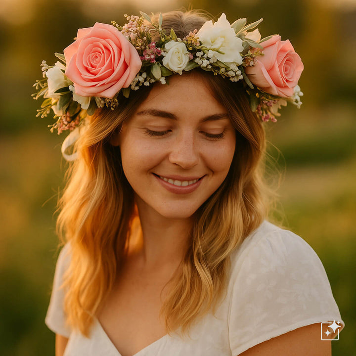 Fantastisk krans för håret med rosor