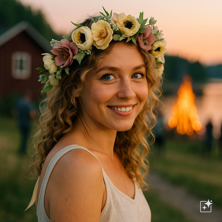Blonde Flower Wreath of Big Flowers
