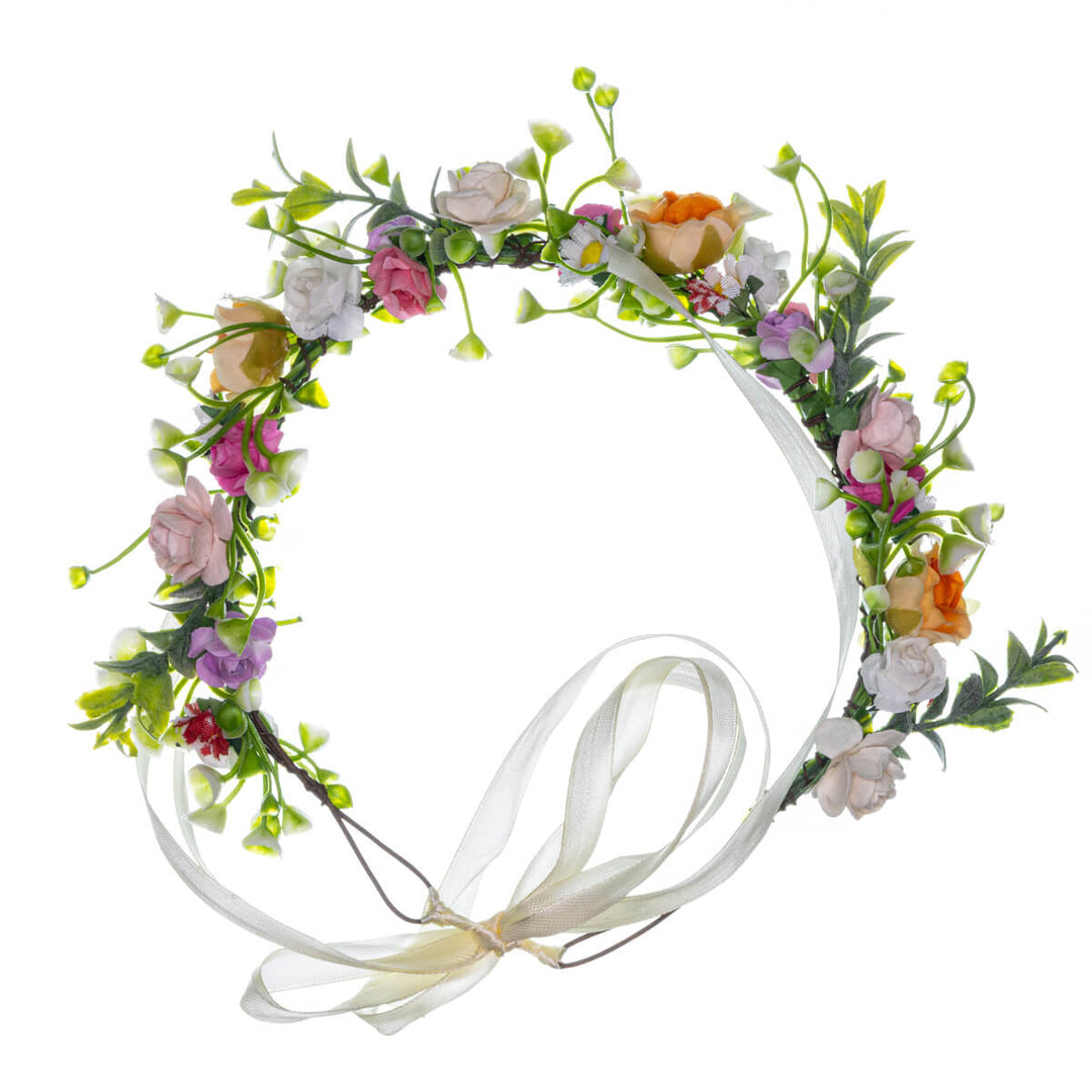 Monivärinen Kukkaseppele Päähän