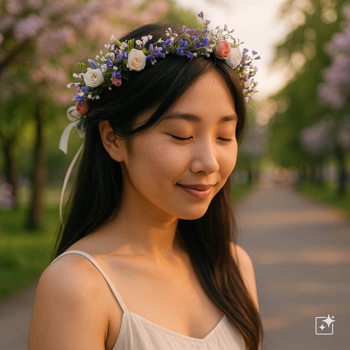 Pappersros till blomsterkransen