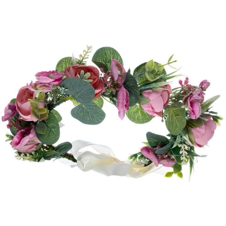 Green Flower Wreath with Colourful Flowers