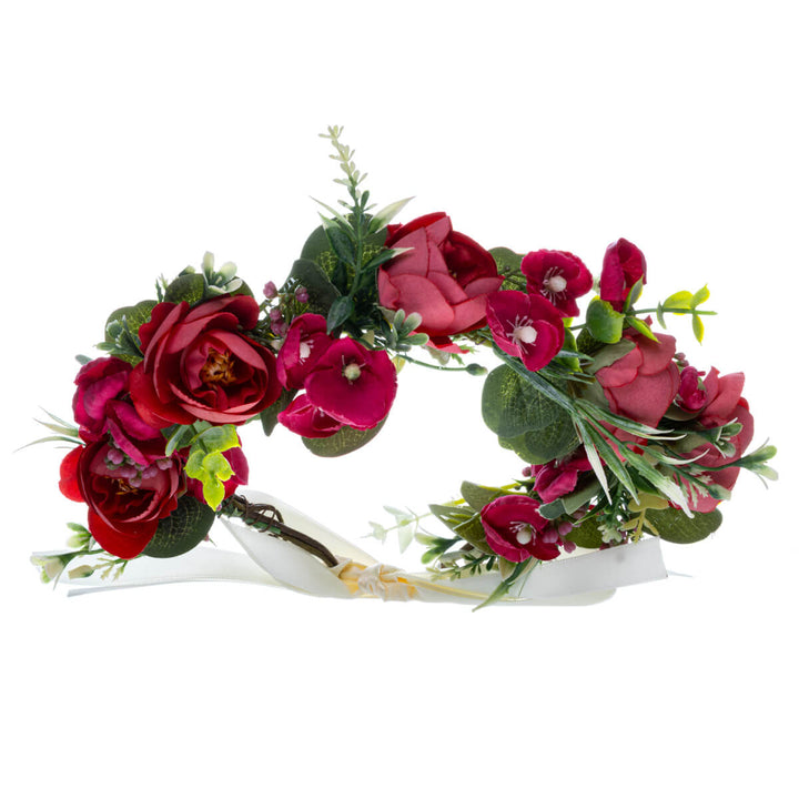 Green Flower Wreath with Colourful Flowers