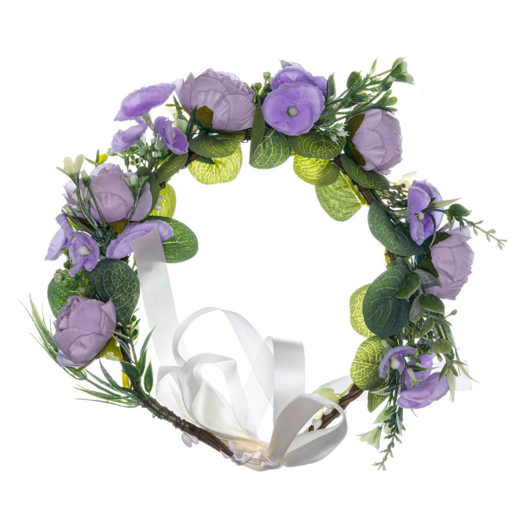 Green Flower Wreath with Colourful Flowers