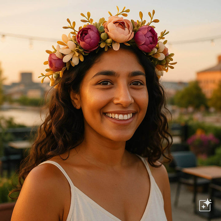 Monivärinen Kukkaköynnös Kukkaseppele