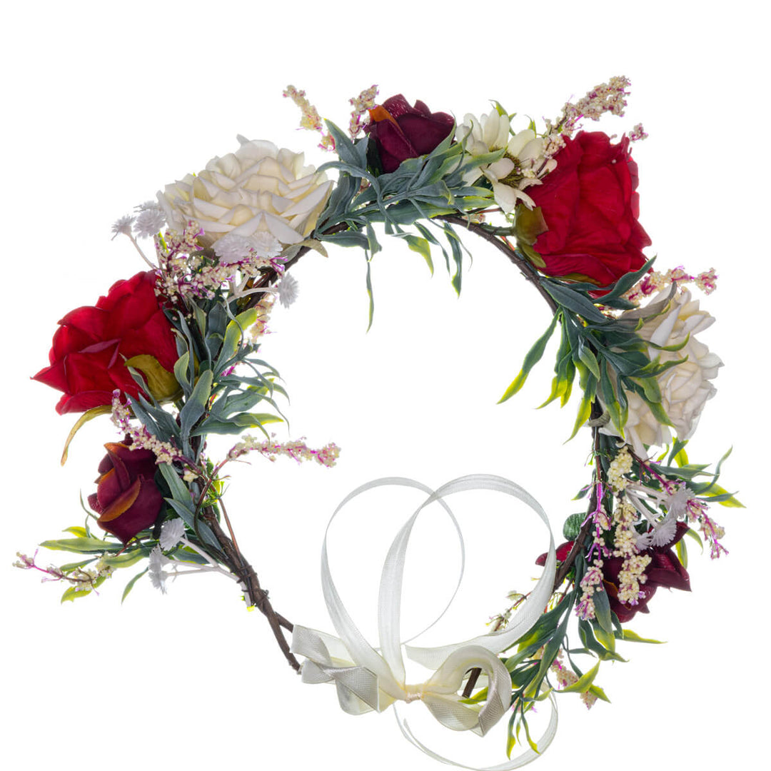 White And Red Rose Flower Wreath