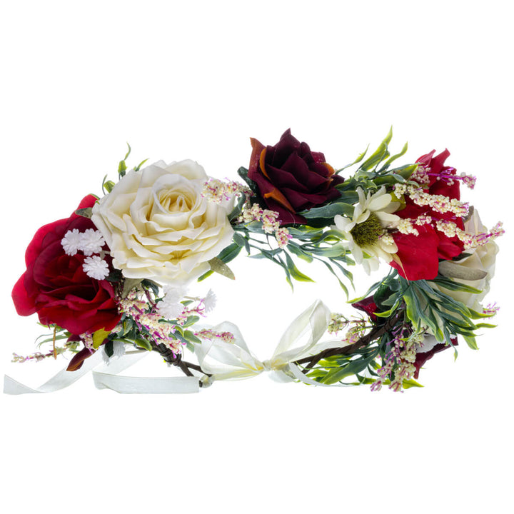 White And Red Rose Flower Wreath