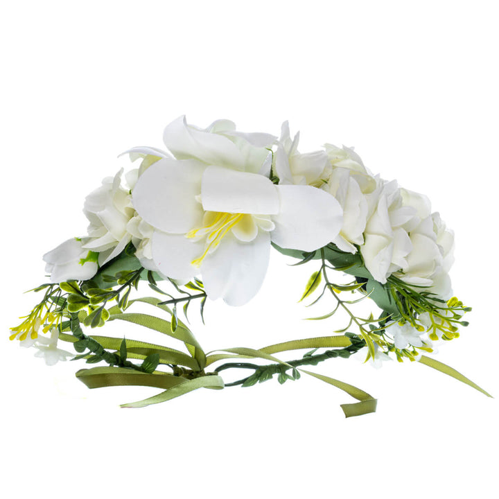 Krans av magnolior och pulverformiga rosor