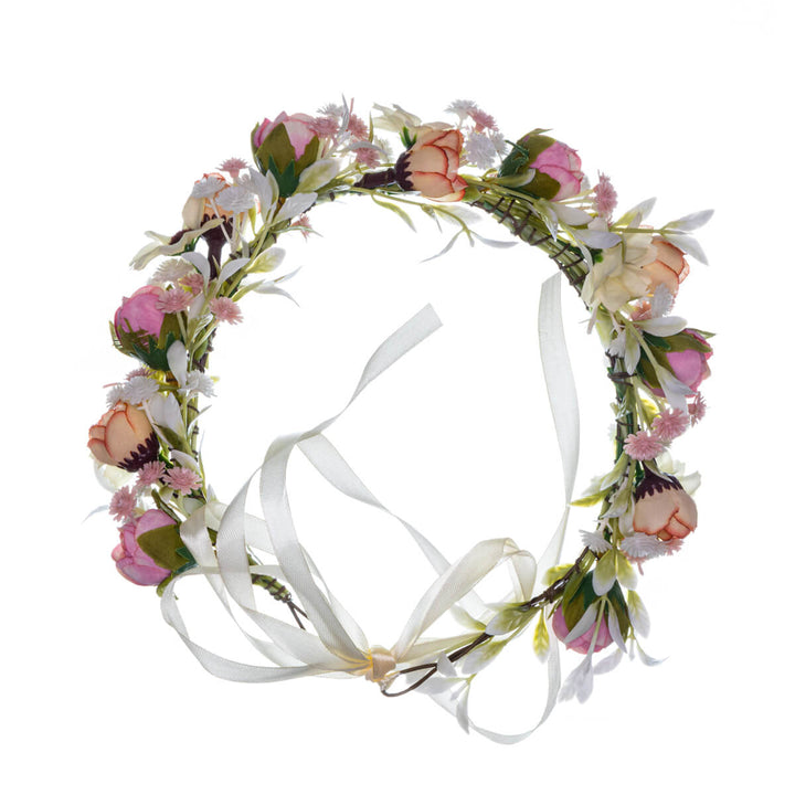 Färgstark blomsterkrans av rosor