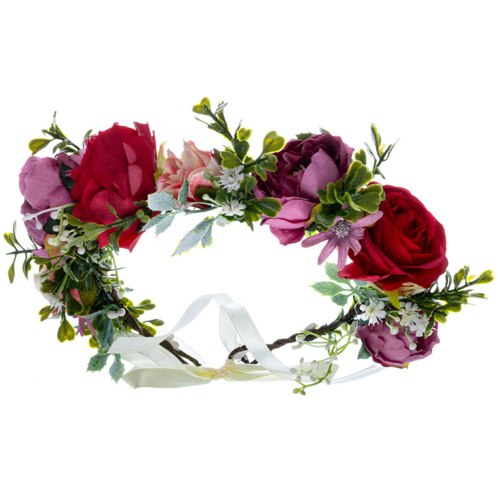 Färgstark blomsterkrans av rosor