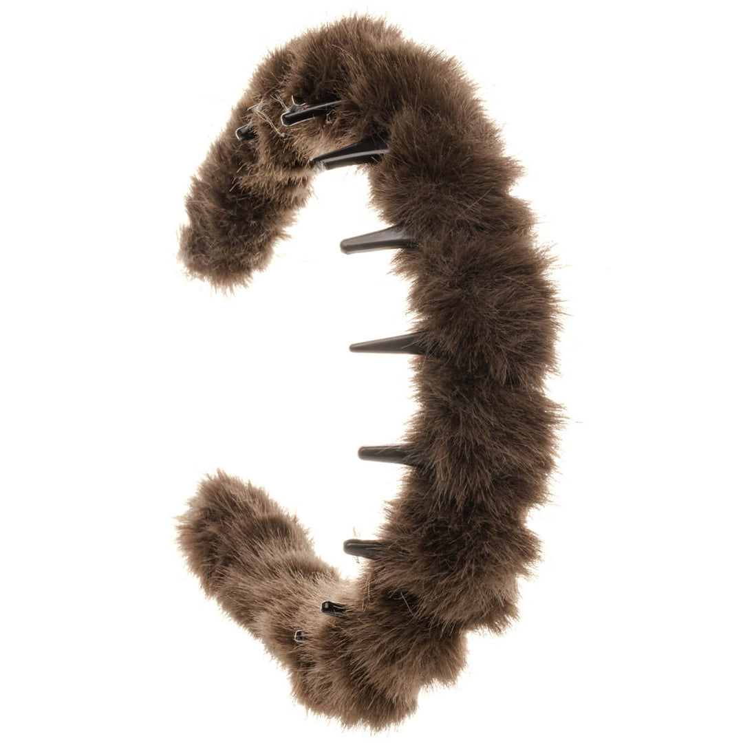 Faux fur decorated plastic hair clip