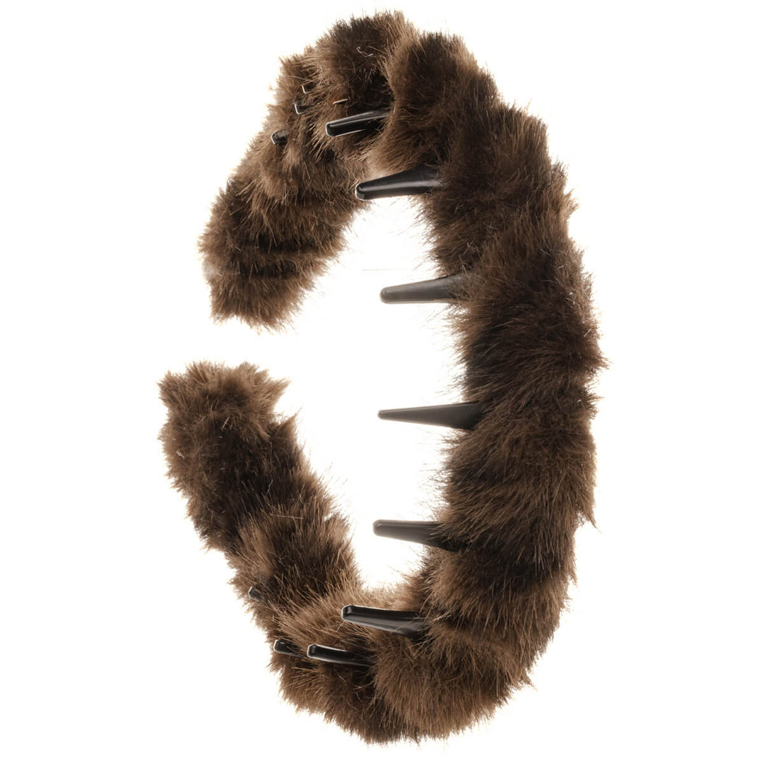 Faux fur decorated plastic hair clip