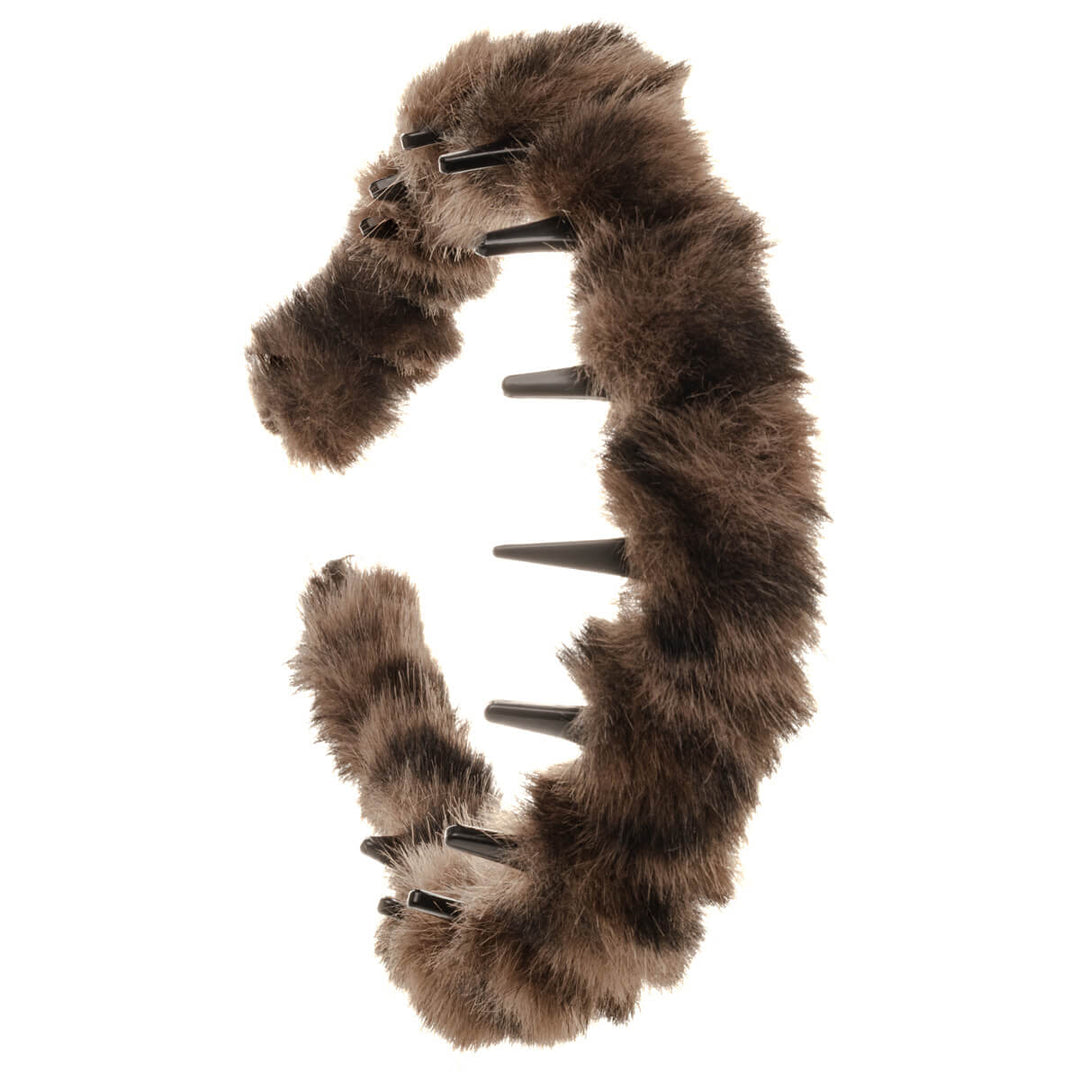 Faux fur decorated plastic hair clip