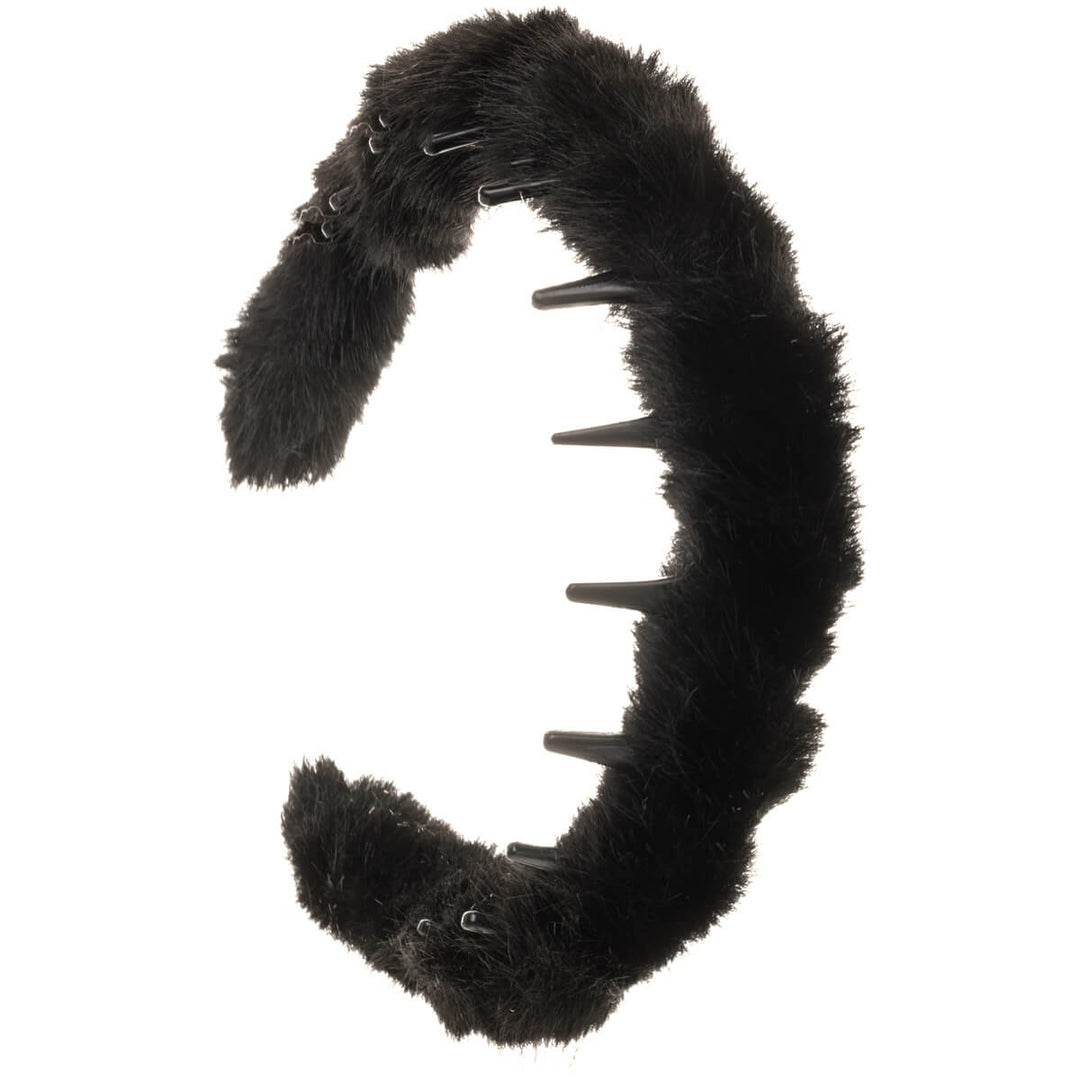 Faux fur decorated plastic hair clip