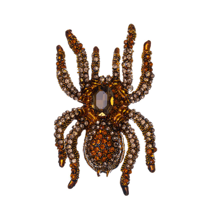 Sparkling spider brooch with glass stones