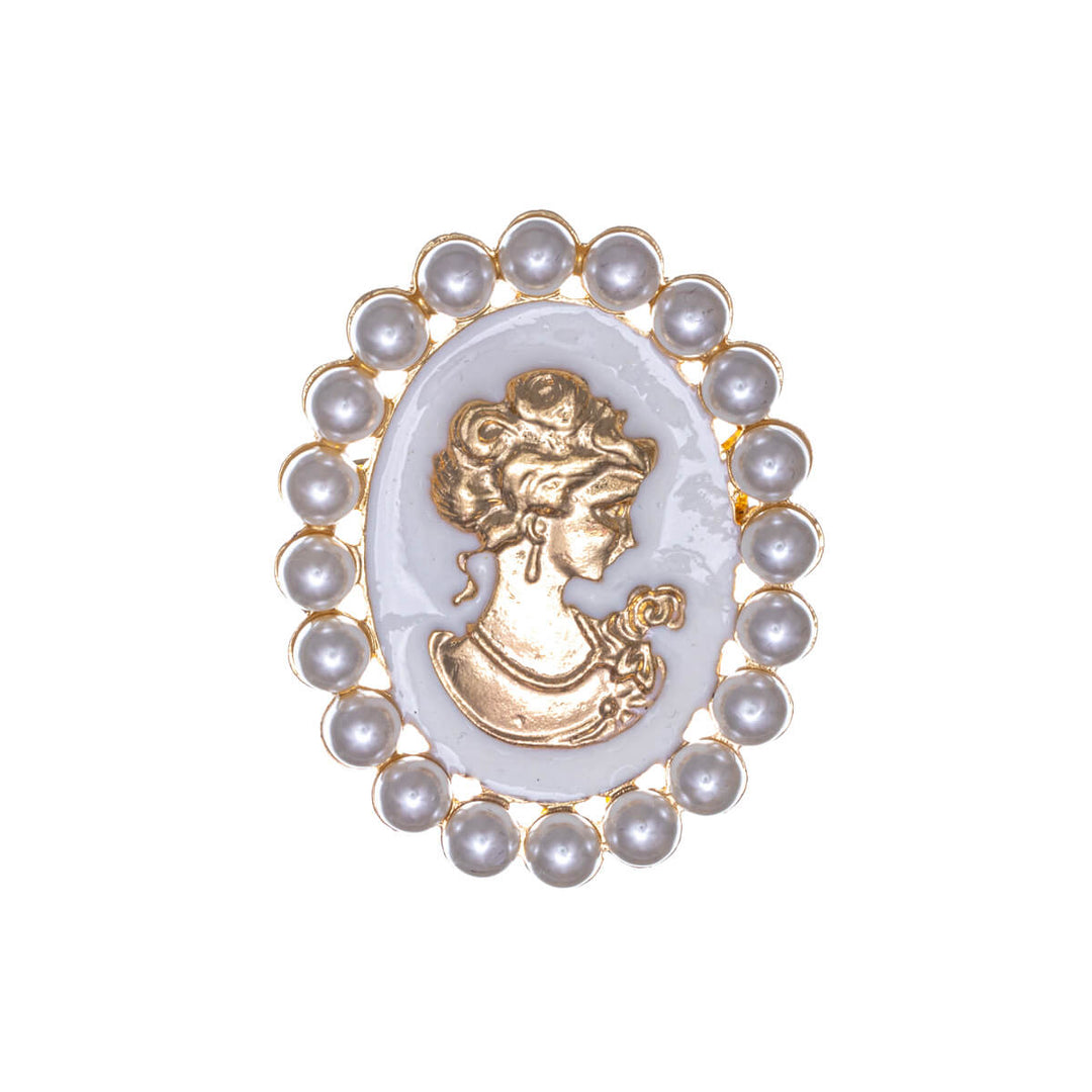 Beaded cameo brooch