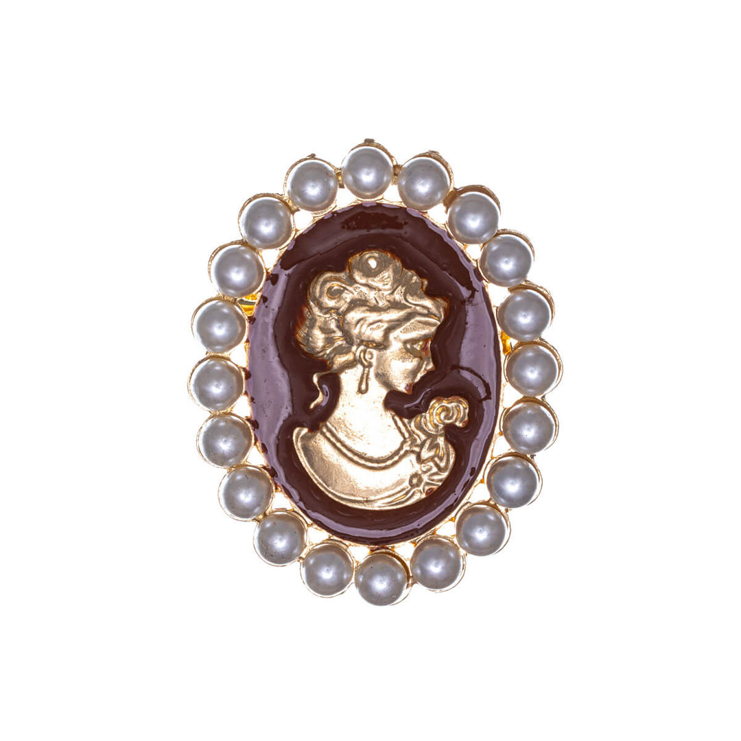 Beaded cameo brooch