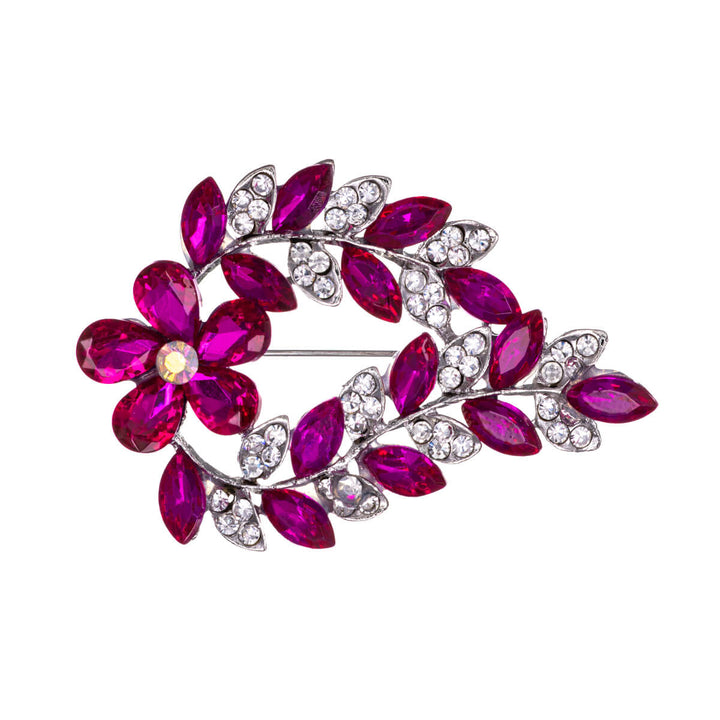 Sparkling flower wreath brooch