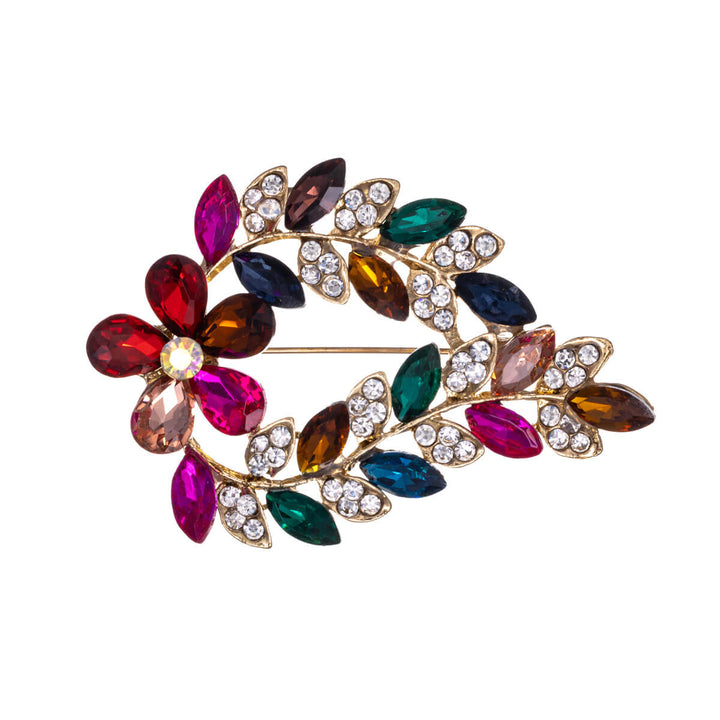 Sparkling flower wreath brooch