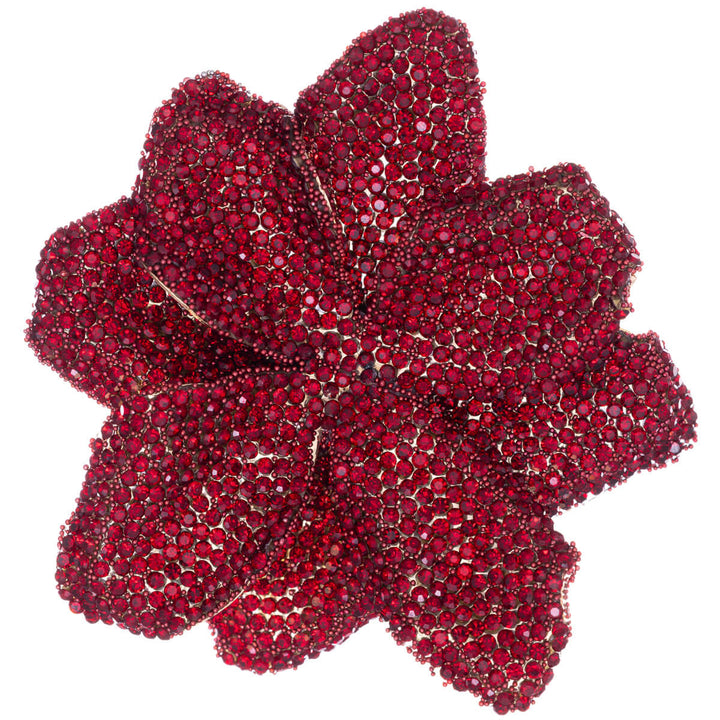 Large sparkling flower brooch with glass stones