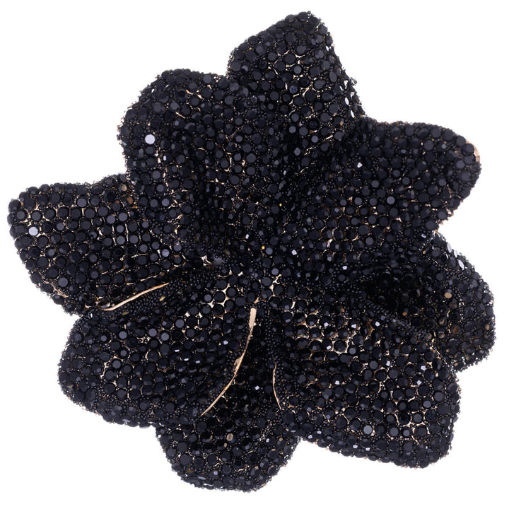 Large sparkling flower brooch with glass stones