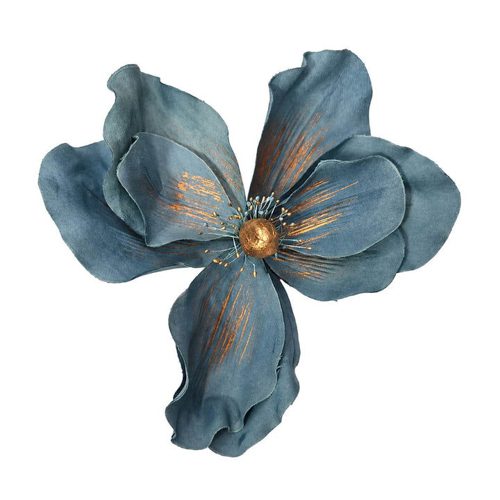Large hair flower with Flower brooch and gold accents, 21 cm