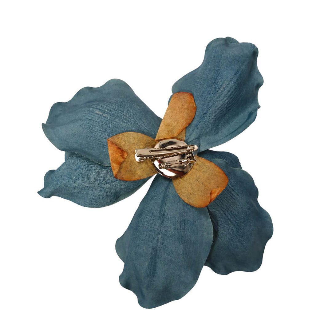 Large hair flower with Flower brooch and gold accents, 21 cm